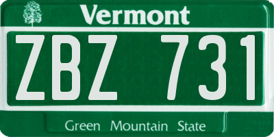 VT license plate ZBZ731