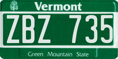 VT license plate ZBZ735