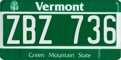 VT license plate ZBZ736