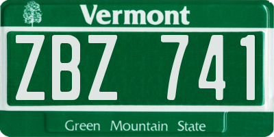 VT license plate ZBZ741