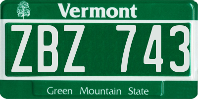 VT license plate ZBZ743