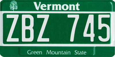 VT license plate ZBZ745