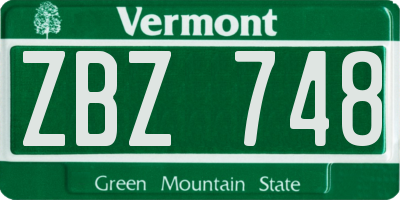 VT license plate ZBZ748