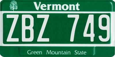 VT license plate ZBZ749