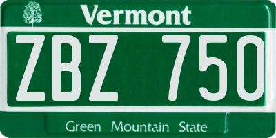 VT license plate ZBZ750