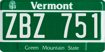 VT license plate ZBZ751