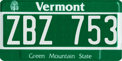 VT license plate ZBZ753