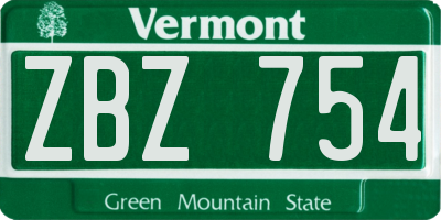 VT license plate ZBZ754
