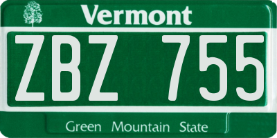 VT license plate ZBZ755
