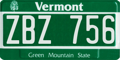 VT license plate ZBZ756