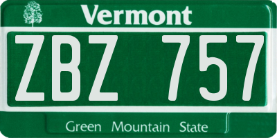 VT license plate ZBZ757