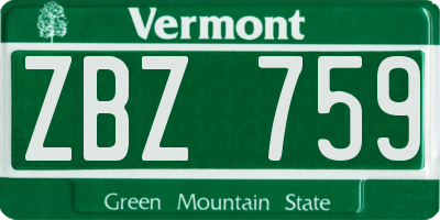 VT license plate ZBZ759