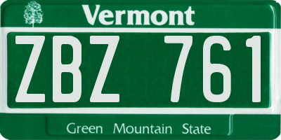 VT license plate ZBZ761