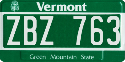 VT license plate ZBZ763