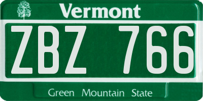 VT license plate ZBZ766