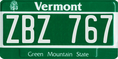 VT license plate ZBZ767