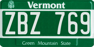 VT license plate ZBZ769