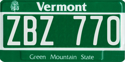 VT license plate ZBZ770