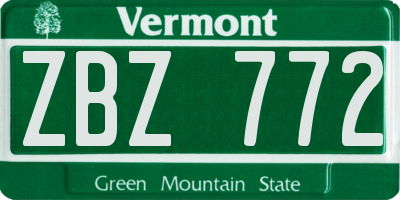 VT license plate ZBZ772