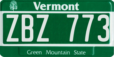 VT license plate ZBZ773