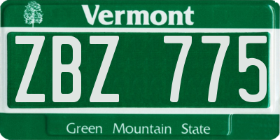 VT license plate ZBZ775