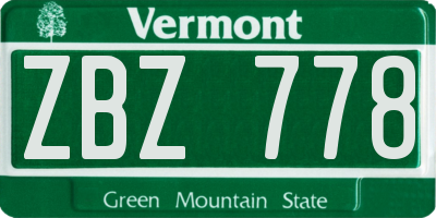 VT license plate ZBZ778