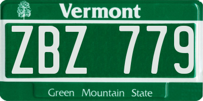 VT license plate ZBZ779