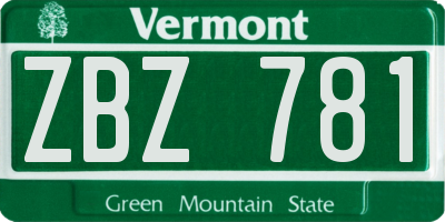 VT license plate ZBZ781