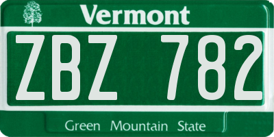 VT license plate ZBZ782