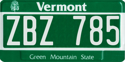 VT license plate ZBZ785