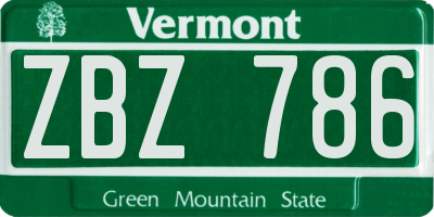 VT license plate ZBZ786