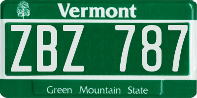 VT license plate ZBZ787