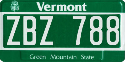 VT license plate ZBZ788