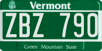 VT license plate ZBZ790