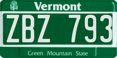 VT license plate ZBZ793