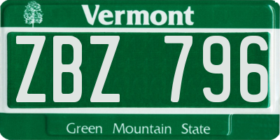 VT license plate ZBZ796
