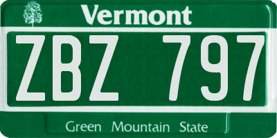 VT license plate ZBZ797