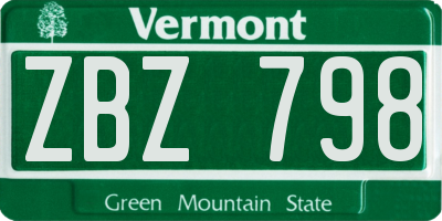 VT license plate ZBZ798
