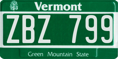 VT license plate ZBZ799
