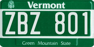 VT license plate ZBZ801