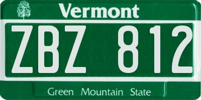 VT license plate ZBZ812