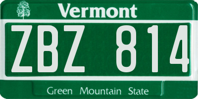 VT license plate ZBZ814