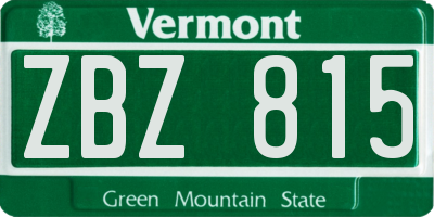 VT license plate ZBZ815