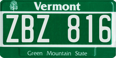 VT license plate ZBZ816