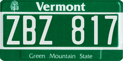 VT license plate ZBZ817