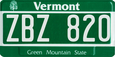 VT license plate ZBZ820