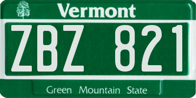 VT license plate ZBZ821