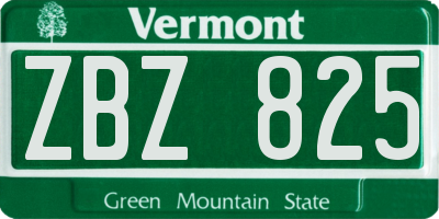 VT license plate ZBZ825