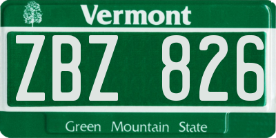 VT license plate ZBZ826