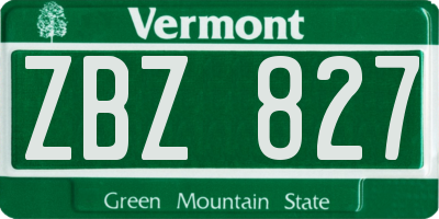 VT license plate ZBZ827